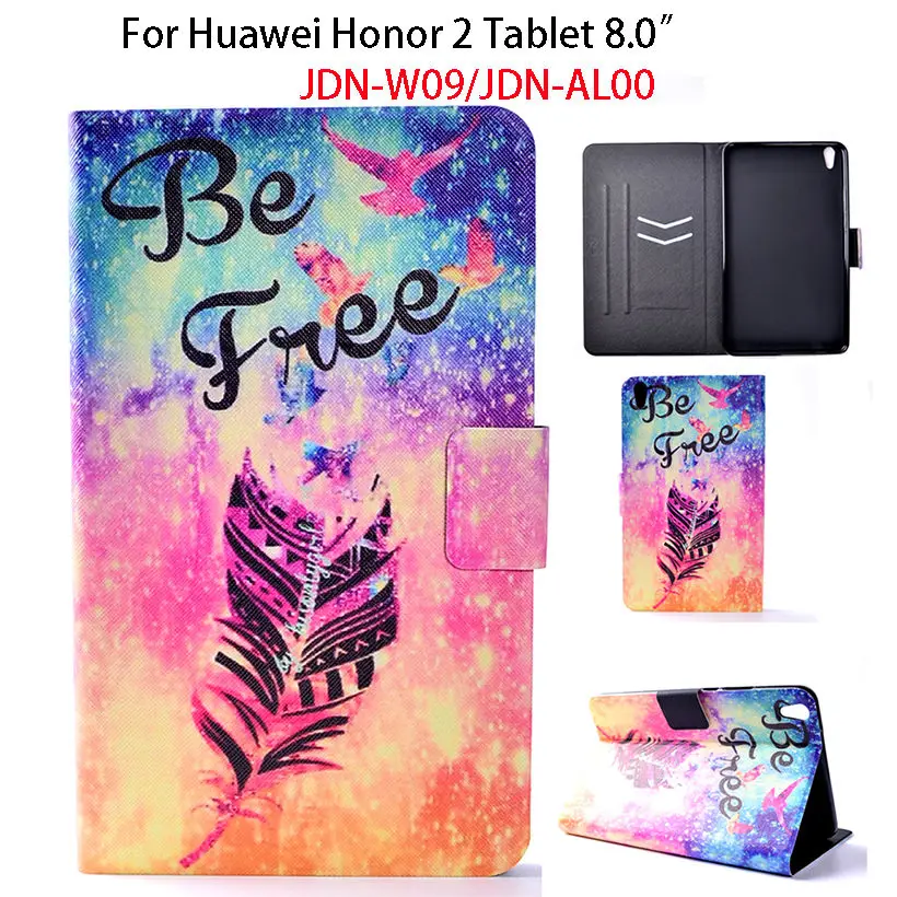 

Ultra Slim Print Leather Case for Huawei Honor Tab 2 JDN-AL00/W09 8.0 inch Cover Cases Tablet Funda Flip Stand Protective Shell