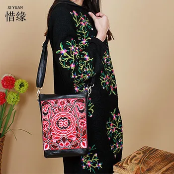 

XIYUAN BRAND women genuine leather Embroidery bag Women's messenger bags female famous brands high quality shoulder bag ladies