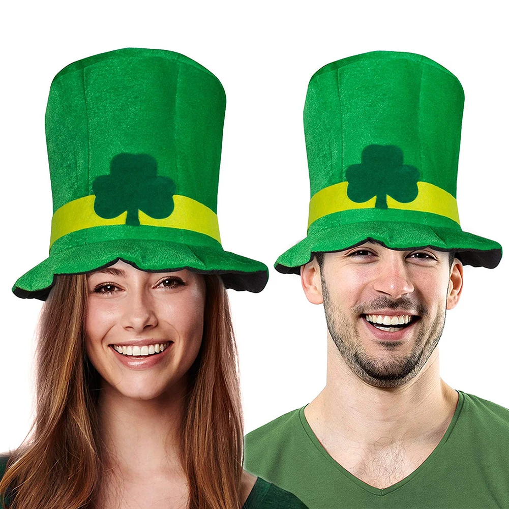 28 см x 38 см ирландские День Святого Патрика зеленый трилистник из бархата с высоким берцем шляпа вечерние взрослых Кепки костюм для вечерние украшения