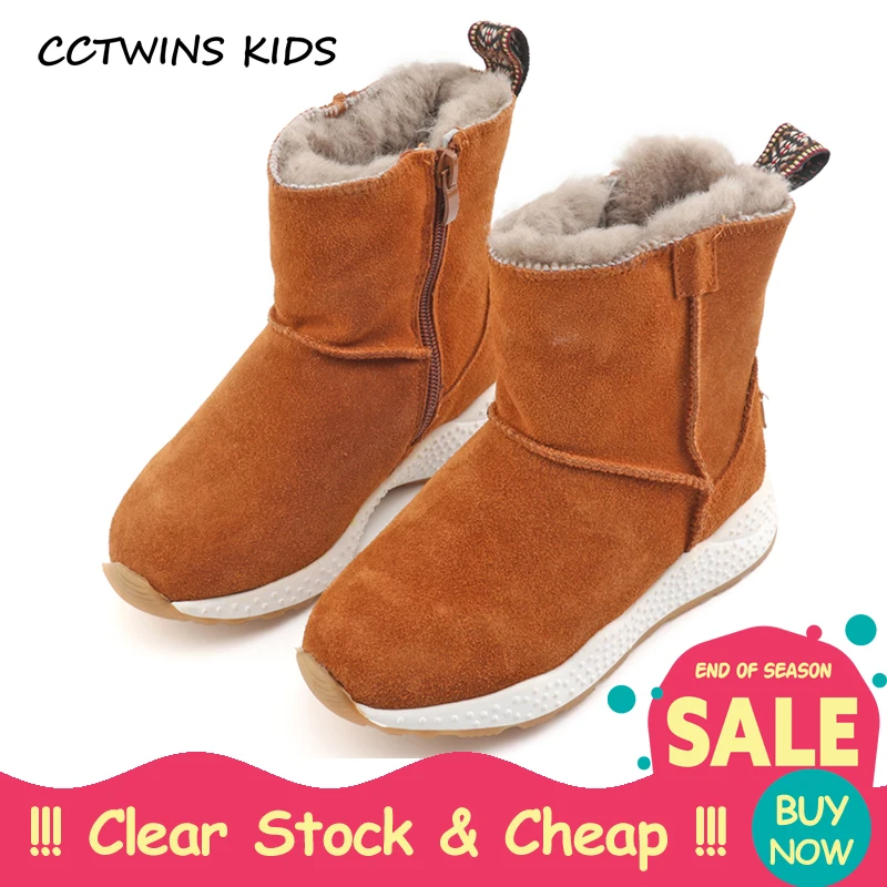 

CCTWINS KIDS 2017 Winter Children Brand Genuine Leather Ankle Boot Kid Fashion Warm Boot Baby Girl Toddler Black Shoe C1270