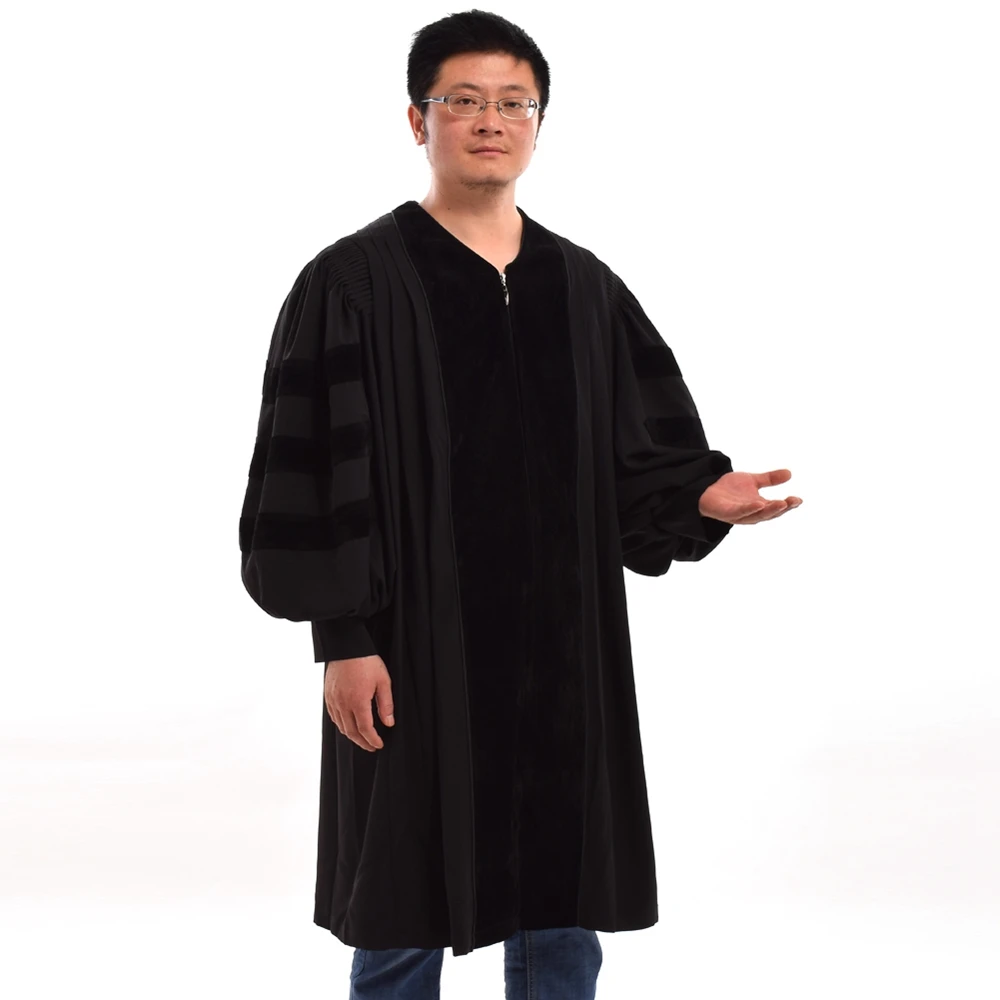 Black Pulpit Pastor Robe Unisex Adult Men Cleric Clergy Robe Doctoral