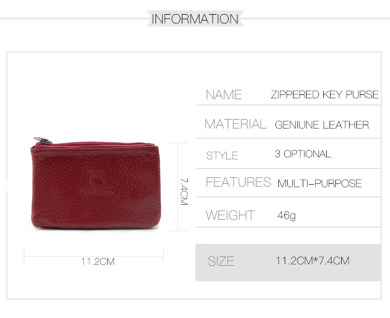 Однотонная красная модная роскошная сумка унисекс для ключей от двери автомобиля, сумка-держатель из натуральной кожи с двойной молнией, Женский кошелек для ключей на заказ