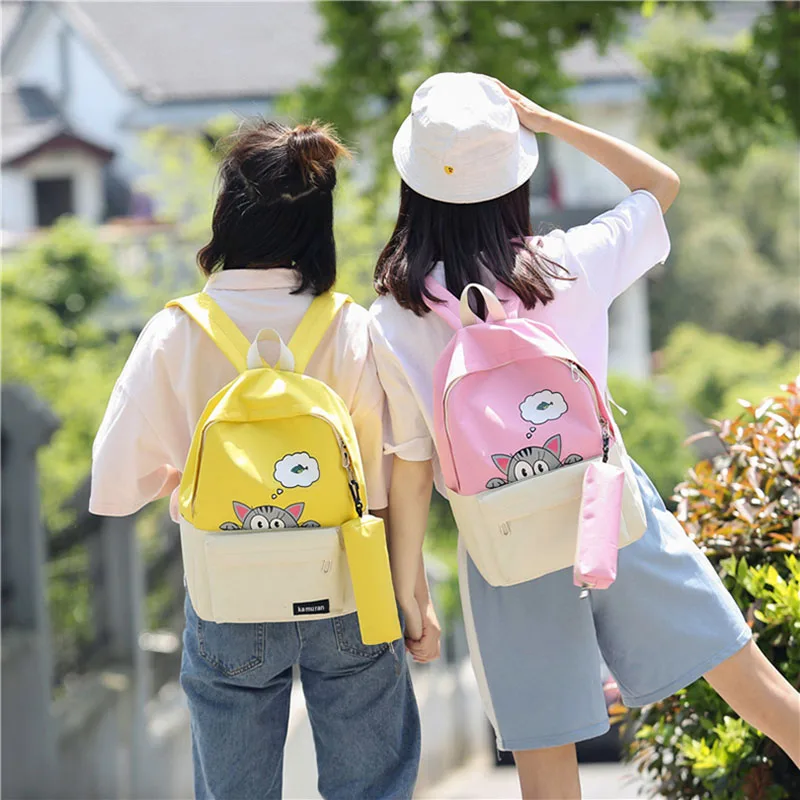

Backpack for Teenage 2018 Boys and girls Backpacks Cute cartoon School Bags Send Small bag