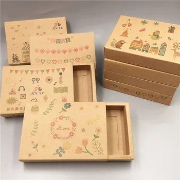 

20Pcs/Lot Kraft Paper Drawer Box Jewelry Accessory For Women' Necklace Bracelet Display Packaging Box Drawer Case Multi Styles