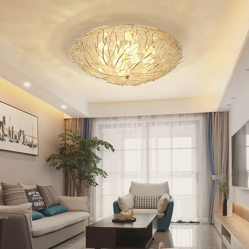 

Bedroom Terrace Creative Aluminum Bird Nest Ceiling Light Round Handmade Mediterranean Romantic Living Room crystal