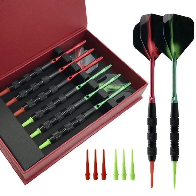 

6pcs 18 gram Knurled Design Black Professional Soft Tip Darts Set + Case Aluminum Dart Shafts Flights for Electronic Dartboard
