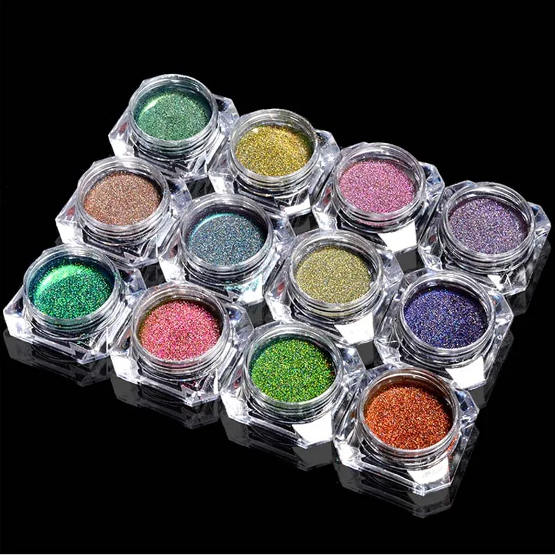 

0.2g/ box DIY Glitter Magic Mirror Dust Laser Powder Chameleon Aurora Nail art Chrome Pigment Glitters Nail Decoration