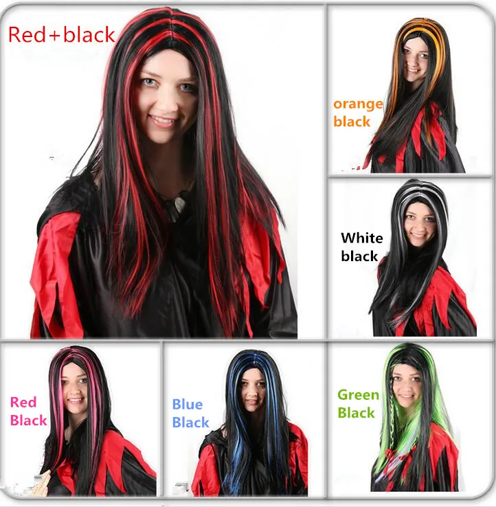

2017 Carnival Party Cosplay Witch Cosplay Wigs for Halloween COS Party Supplies 5 Colors Lady Women Party Wigs Costumes