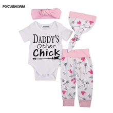 Новинка; повседневная одежда для новорожденных девочек в Великобритании; брючный комбинезон шапка с надписью; комплект одежды из 4 предметов