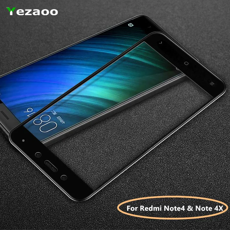 Yezaoo полное покрытие закаленное стекло Xiaomi Redmi Note 4X протектор экрана для версия 4 Pro