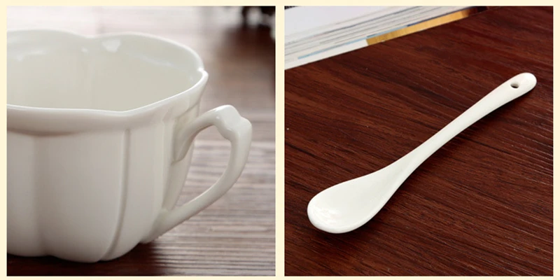 Керамика кружка Чай чашка тарелка ложка комплект Кофе чашки стакан Sakura Форма днем Чай чашки лепестковая Кофе чашки Посуда 6 шт./компл