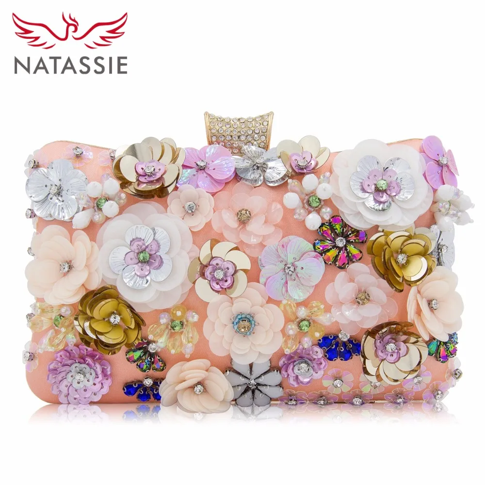 NATASSIE Women Evening Bag Ladies Flower Clutches Bags Female Floral Wedding Clutch Purses