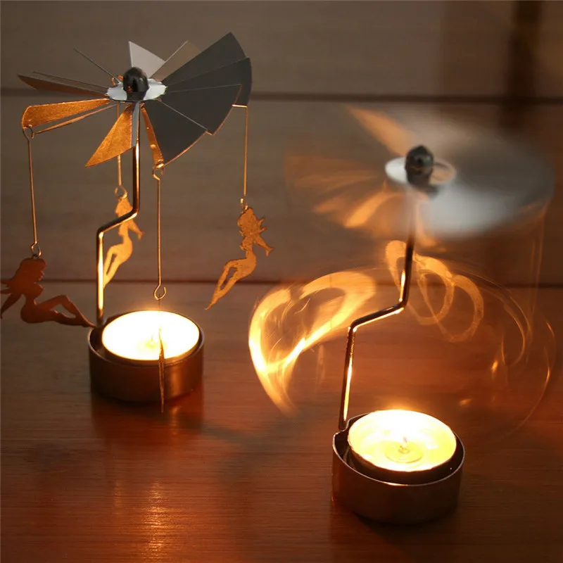 1 шт. креативный Романтический вращающийся подсвечник, подсвечники, вращающаяся дверь, ветряная мельница, подсвечник, подсвечник, чайный светильник, держатель для подарка