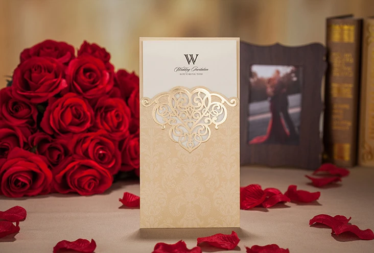 Wedding Invitation Gold Laser Cut Invitation Cards for Birthday Party ...
