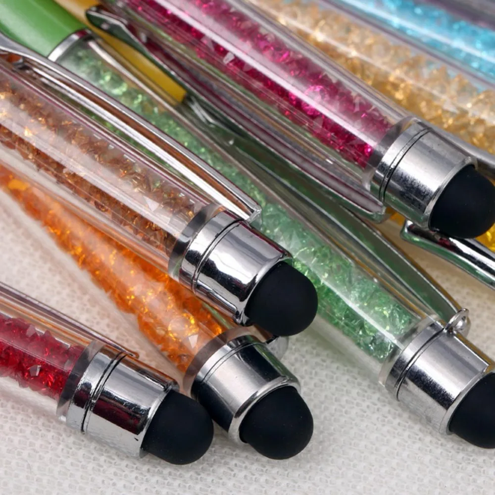

Delvtch 10pcs 2in1 Diamond Crystal Pen Glittering Ballpoint Stylus Touch Stationery Gift Studying office Color Random
