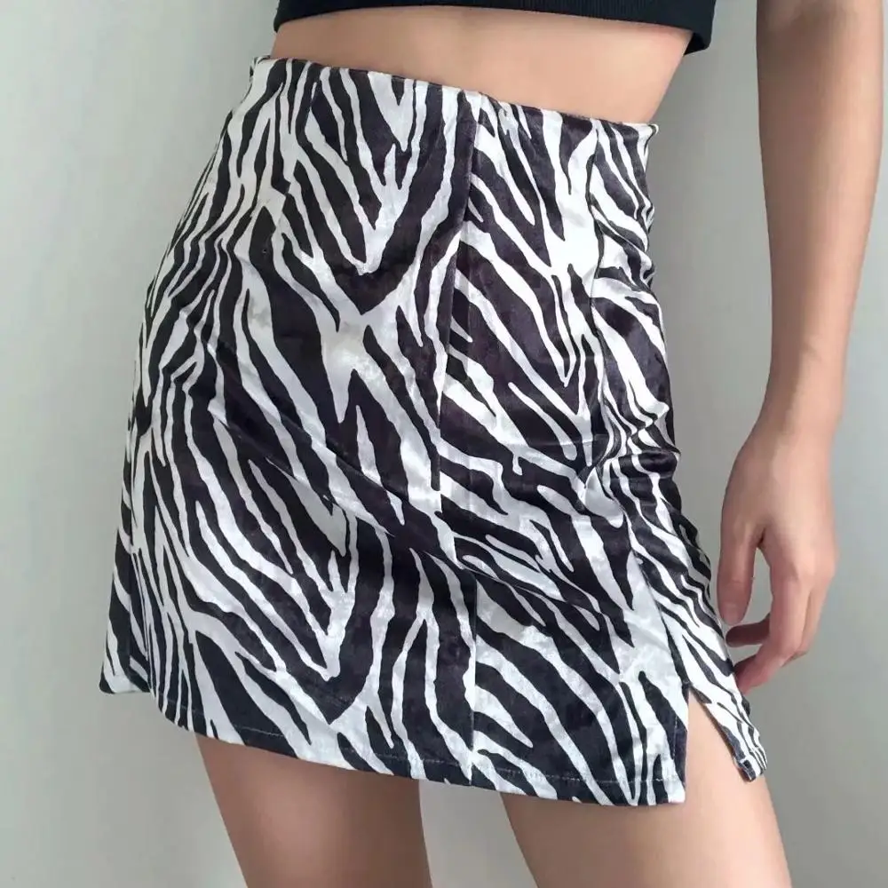 

Aprmhisy Butterfly Print Sweet Boho Women High Waist Mini Skirt Elegant Split Striped A-line Short Skirts