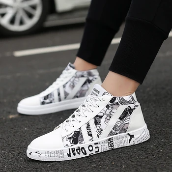 

Men Casual Shoes Graffiti Canvas Breathable Male Shoes Tenis Masculino Adulto Shoes Outdoor Shoes Lovers Sneakers Men Unisex 45