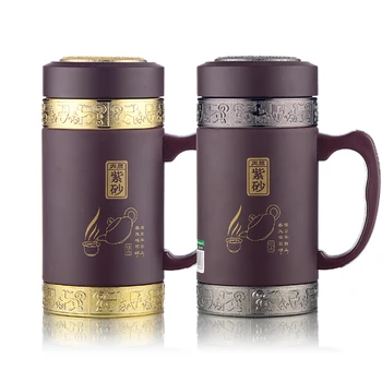 

360ml Authentic Yixing Thermal Insulation Cup Chinese Health Care Purple Clay Mug Teacup Tea Cup Office Flasks Bottle Thermoses