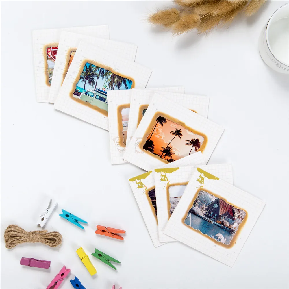 

Wall Deco DIY Creative Mini Paper Photo Frame Mini Colored Clothespins Twine K10