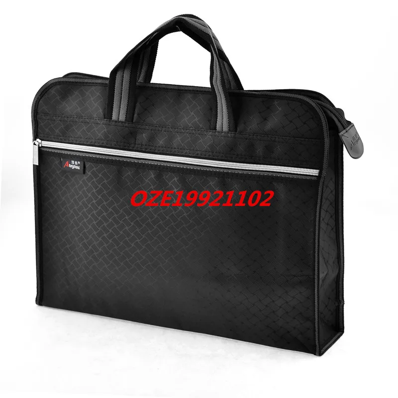 1PCS Office Nylon 2 Pockets Zip Up File Tote Documents Organizer Holder