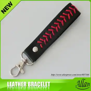 Gum For Keychain Sport Seamed Lace Leather key Chain Herringbone Softball Fast Pitch Baseball Stitch Keychain 7 color