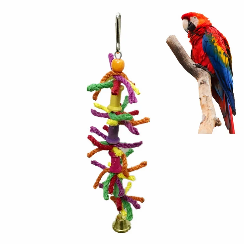 

Parrot Toys Hanging Bell Cage Toys for Parrots Bird Squirrel Funny Chain Swing Toy Pet Bird Supplies Swing Climb Chew Toys