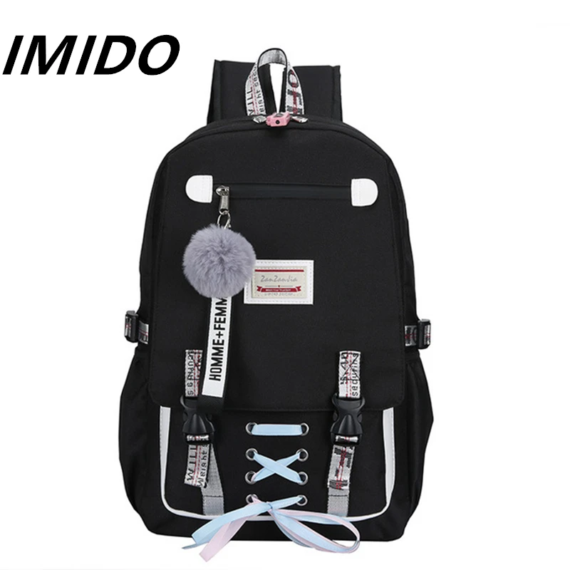 

IMIDO 2019 Summer New Style Female Backpack USB Student Big Bag Outdoor Travel High Capacity Fashion Casual Shopping Personality