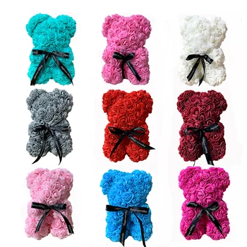 

Rose Bear Dolls Multicolor Soap Artifdicial Foam Rose Flower Teddy Bear Valentines Day Gift Birthday Party Spring Decoration