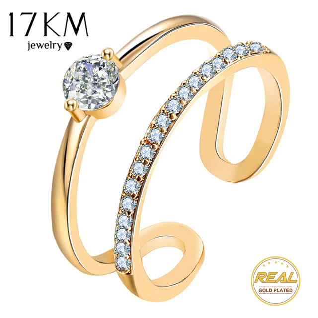 17KM Fashion Design Cubic Zirconia Rings For Women Gold Silver Color Round Cryst 17KM Fashion Design Cubic Zirconia Rings For Women Gold Silver Color Round Cryst