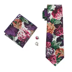 LS-1311 Новый Для мужчин галстук Барри. ван цветочный хлопок галстук Gravata Hanky запонки дропшиппинг Галстуки для Для мужчин вечерние свадебные