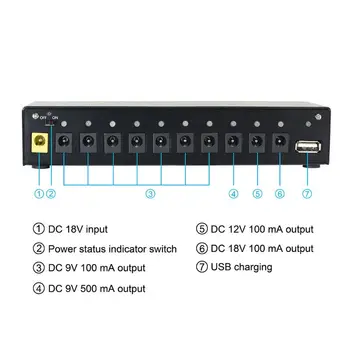 

New Guitar Effect Pedal Power Supply Station Distributor 10 Isolated DC Outputs for 9V/ 12V/ 18V Guitar Pedal with USB qiang