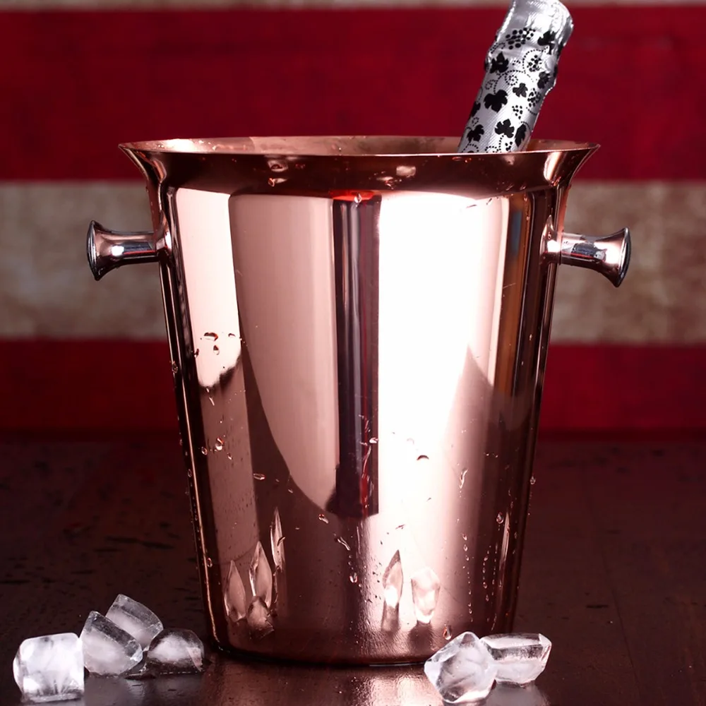 Buy 5L Ice Bucket Stainless Steel&Copper Rose gold Ice Buckets wine ice bucket
