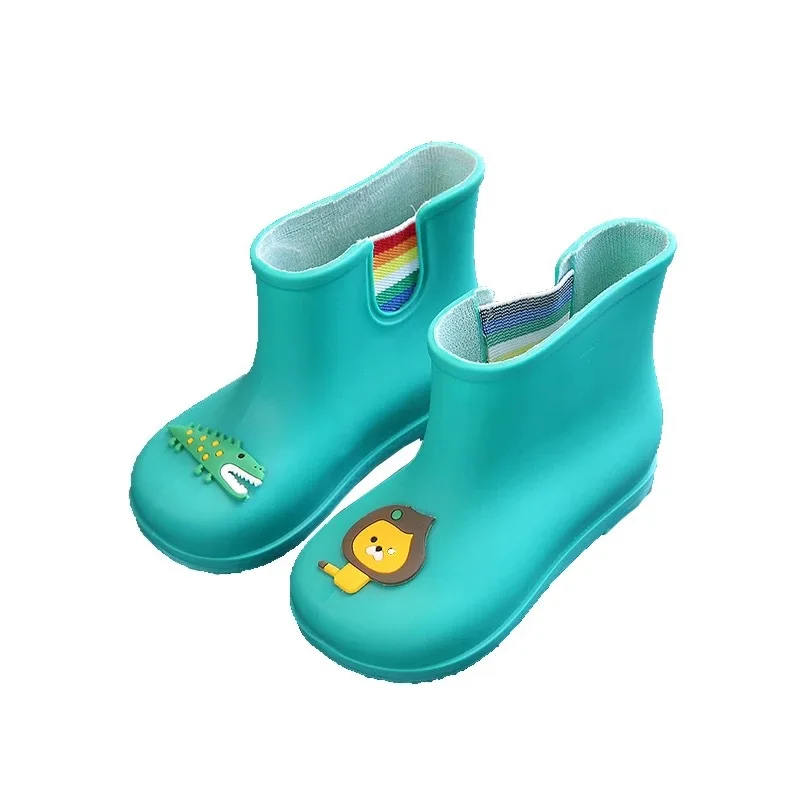 

Maggie's Walker Children Rain Boots Cute Cartoon Lions Dinosaur Waterproof Antiskid Mid-calf Kids Infant Slip-on Boots