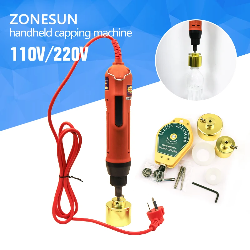 ZONESUN Large torque Capping Machine handheld electric sealing bottle lid tightener for screwing