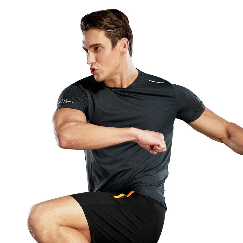 

Alharbi 2019 Summer Black Sports Breathable Running Cool Quick Drying T-shirt for Mens