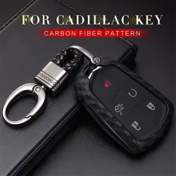 Стайлинга автомобилей ключ чехол для Cadillac Escalade SRX CTS ATS XTS 2017 2018 ключ углерода волокно узор мягкие Силиконовое кольцо для ключей в виде