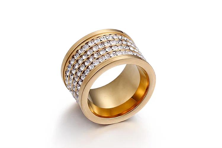 Кален из нержавеющей стали серебряные и золотые кольца Anillos полный кубический цирконий; для помолвки свадебные кольца для женщин ювелирные изделия Модные вечерние - Цвет основного камня: Gold