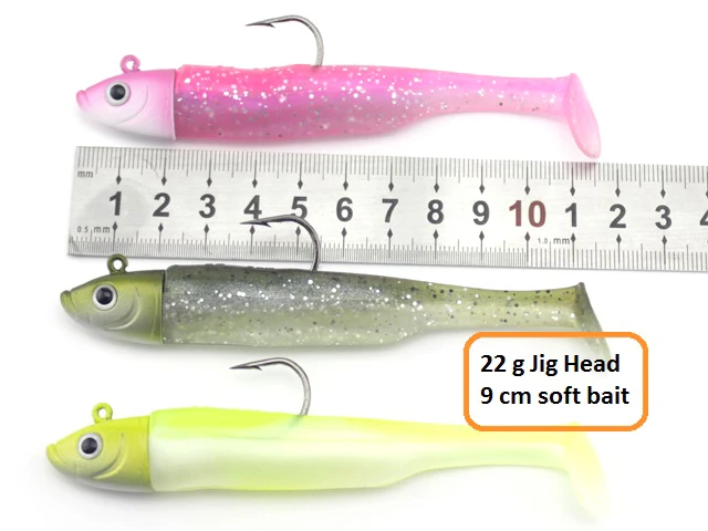 W&K Brand Soft Lure 9cm/22g Jig Head 3/0 22g Ultimate Inshore Soft Bait And Boat Fishing Lure For Code Seabass Bait J1701