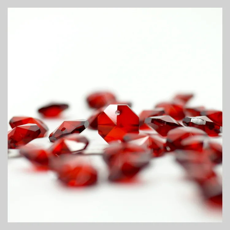 Высококачественные красные Восьмиугольные кристаллы в 1 отверстии для люстр запчасти бусины аксессуары для занавесок 2000 шт люстры Подвески Ремесло