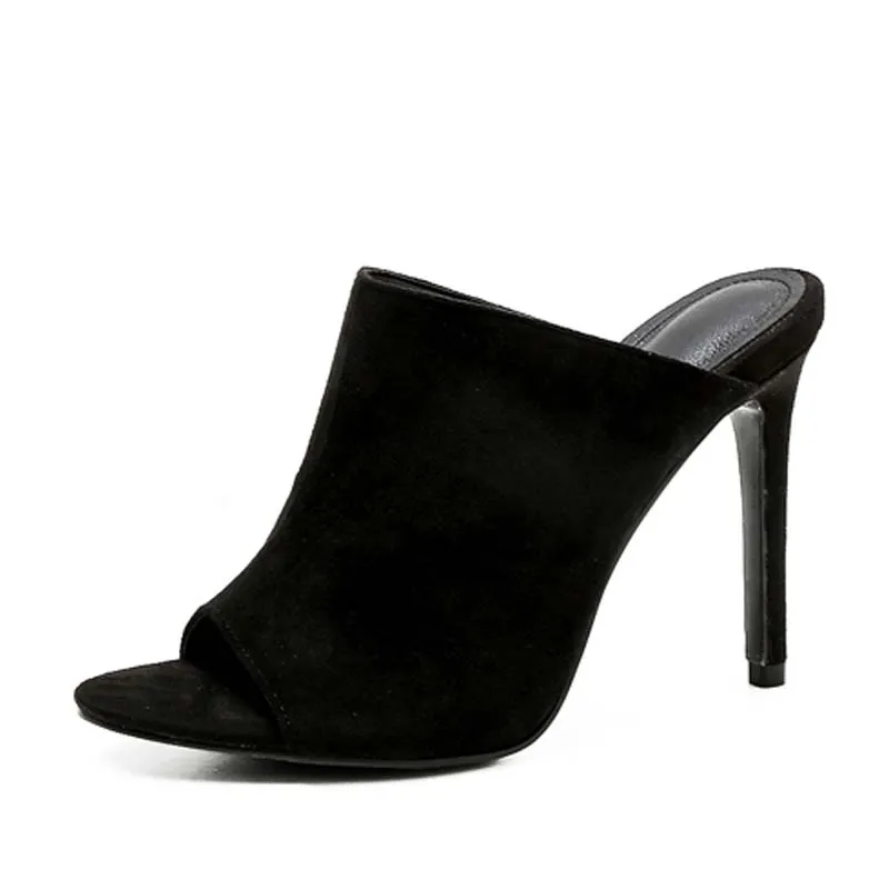 

High Heel Slippers Women Pumps 2019 Women's Shoes Peep Toe Female Slides Fashion Lady Woman Sandals Black Apricot Women Shoes