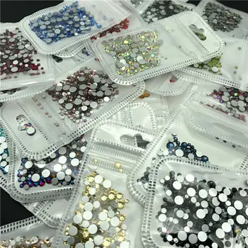 

2-5mm Mix Pack Silver Flatback AB Glass Nail Rhinestones Crystal Gems 3D Tip DIY Glue On For Nail Art Decorations accessories
