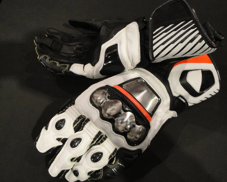 Willbros Full Metal D1 Long Dain Genuine Leather Black White Orange Mororcycle Racing Motorcycle Gloves