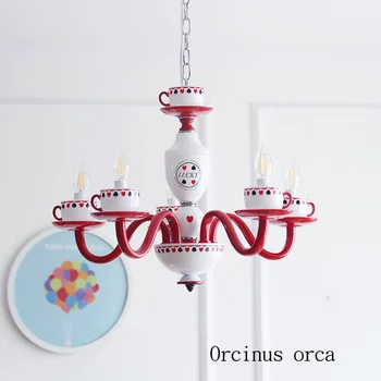 

American creative cartoon glass pendant lamp Girl Bedroom children's room lamp modern red crystal chandelier free shipping