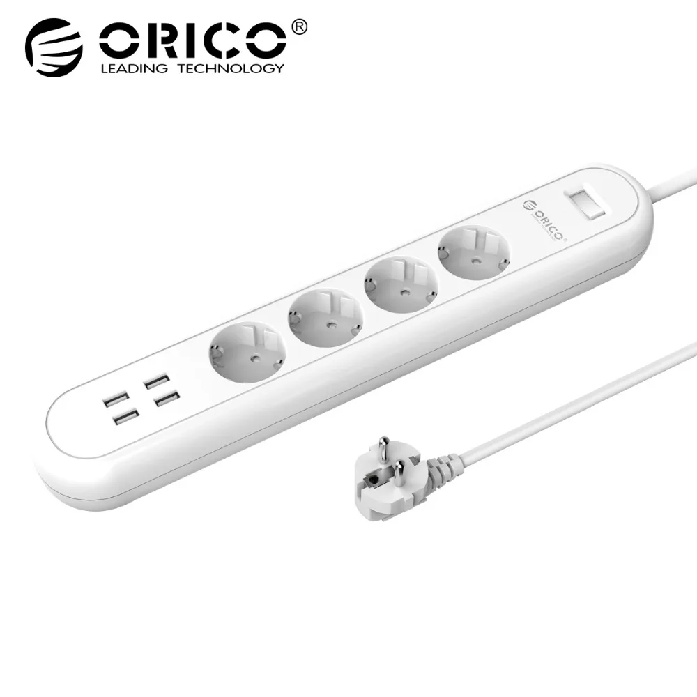 

ORICO 4AC Outlets Output With 4 USB Charging Ports Max 5V2.4A USB Extension Electrical Socket For Home Office Power Strip