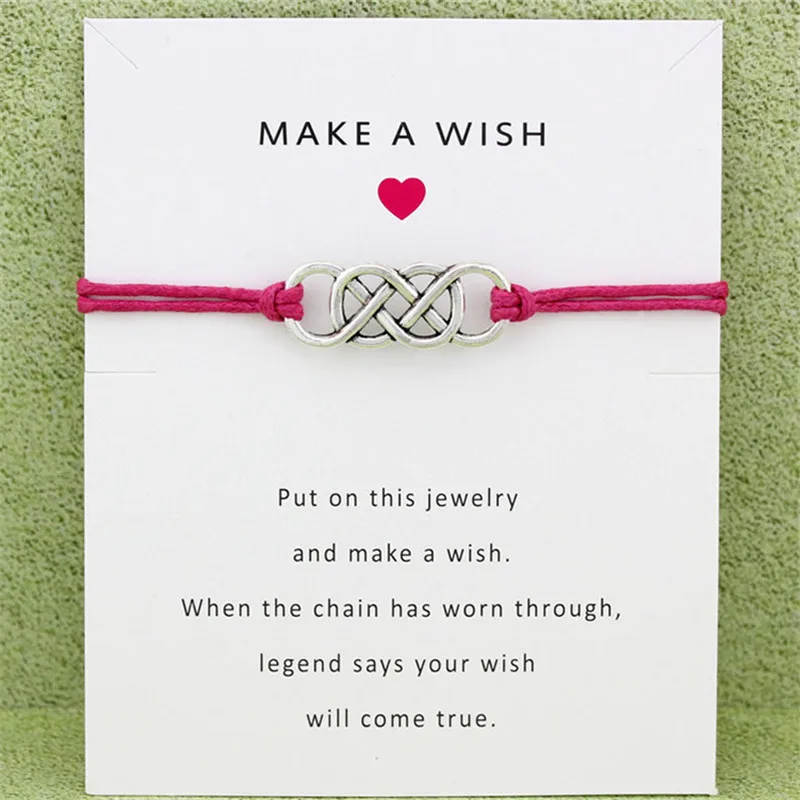 

Wholesale Double 8 Letter Charm Bracelet For Unisex Adjustable Infinity Love Make a Wish Card Bracelet Mother's Day Gift