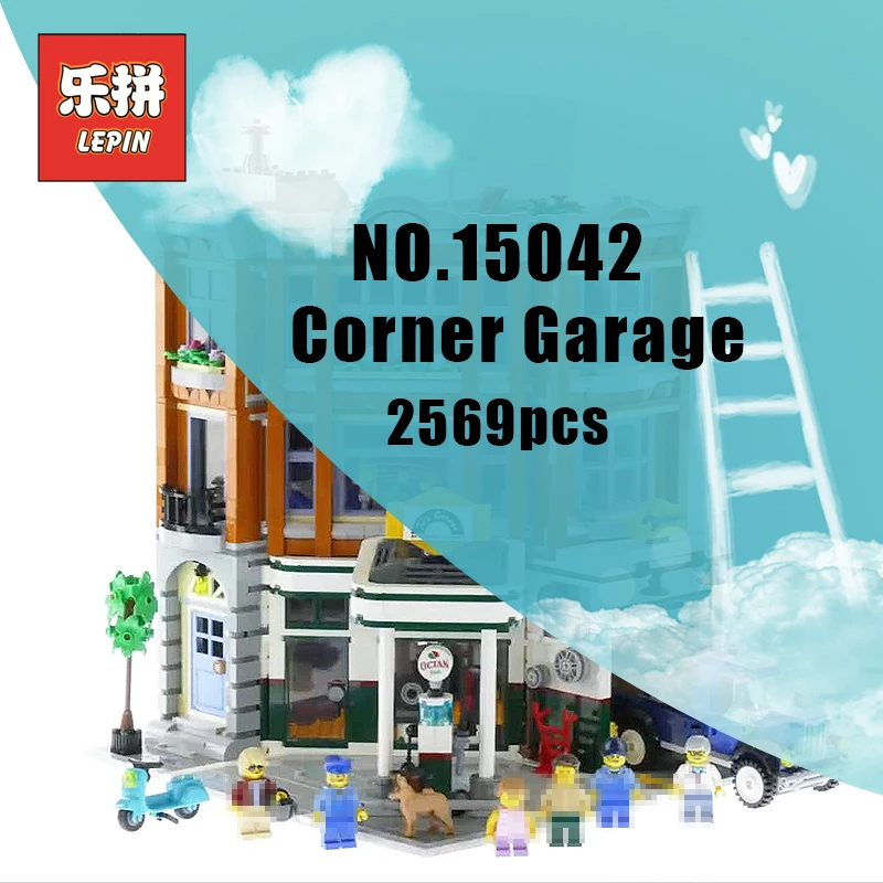 

Lepin Creator 15042 City Building House the Corner Garage Set Compatible 10264 Model & Building Blocks Educational Children Toys