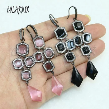 

3 Pairs Onyx stone earrings Faceted stone earrings jewelry Gift for lady wholesale jewelry handmade jewelry 9003