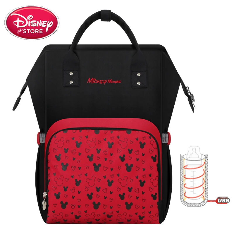 Disney сумка для подгузников рюкзак USB бутылка изоляционные сумки Минни Микки большая сумка для путешествий Оксфорд кормления ребенка Мумия сумочка
