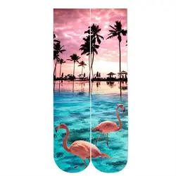 Пляжные Стиль 3d принт носки для девочек Новинка 2018 года для женщин Прямая доставка Оптовая продажа 38 см длинные