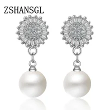 Новые серьги со снежинкой из стерлингового серебра 925 пробы ювелирные изделия милые CZ натуральные пресноводные жемчужные серьги-гвоздики для женщин подарок Brincos